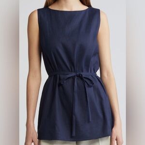 RAG & BONE Holland Linen Blend Sleeveless Tunic Navy Size Small